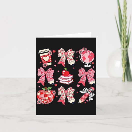 Teaching Is A Work Of Heart Pencil Bow Teacher Val Kaart (Voorkant)