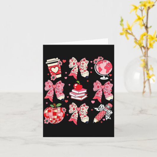 Teaching Is A Work Of Heart Pencil Bow Teacher Val Kaart (Gele Bloem)