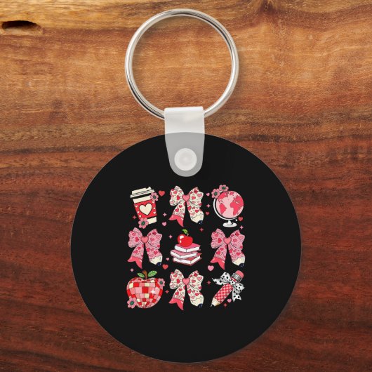 Teaching Is A Work Of Heart Pencil Bow Teacher Val Sleutelhanger (Voorkant)