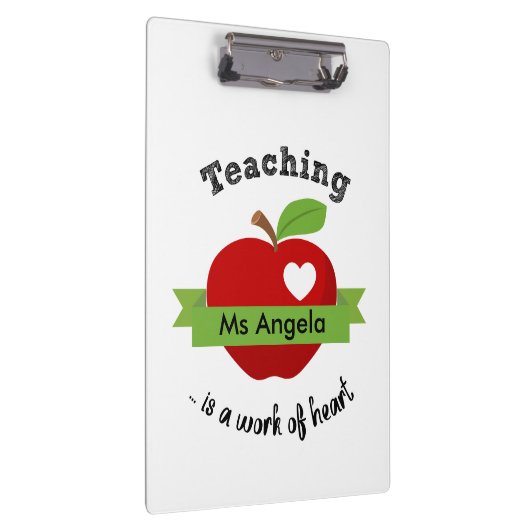 Teaching is A Work of Heart - Personalized Teacher Klembord (Rechts)