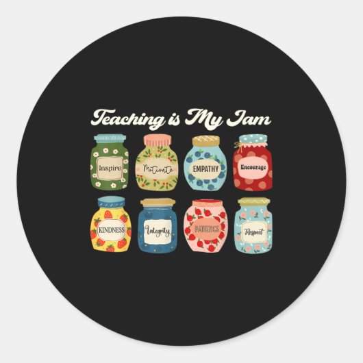 Teaching Is My Jam Teacher Back To School Apprecia Ronde Sticker (Voorkant)