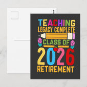 Teaching Legacy Complete Class of 2026 Retirement Briefkaart (Voorkant / Achterkant)