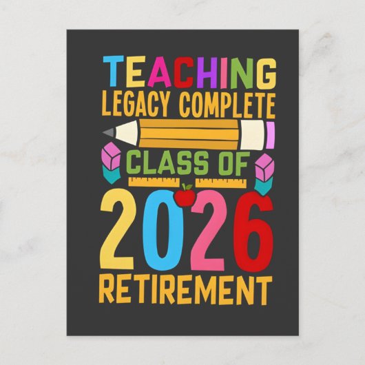 Teaching Legacy Complete Class of 2026 Retirement Briefkaart (Voorkant)