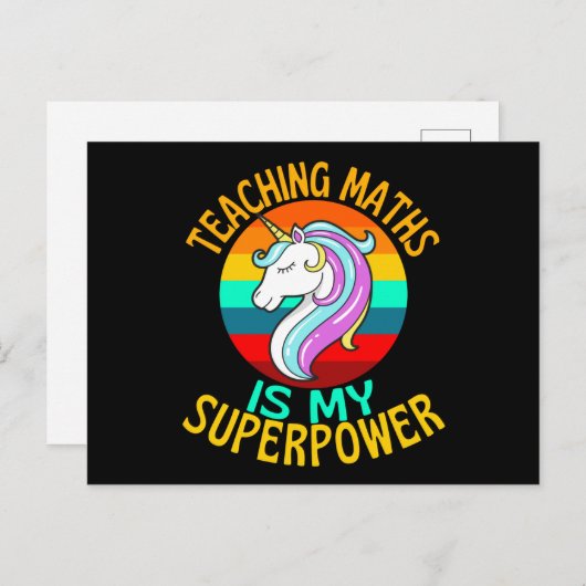 Teaching Maths Is My Superpower Unicorn Briefkaart (Voorkant / Achterkant)