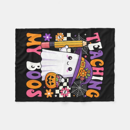 Teaching My Boos Ghost Teacher Cute Pencil Hallowe Fleece Deken (Voorkant (Horizontaal))