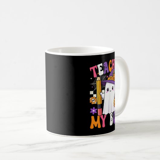 Teaching My Boos Ghost Teacher Cute Pencil Hallowe Koffiemok (Voorkant rechts)