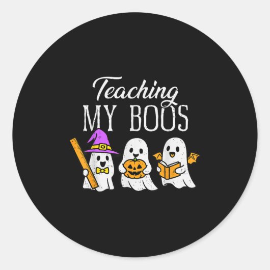 Teaching My Boos Ghost Teacher Halloween Soky Educ Ronde Sticker (Voorkant)
