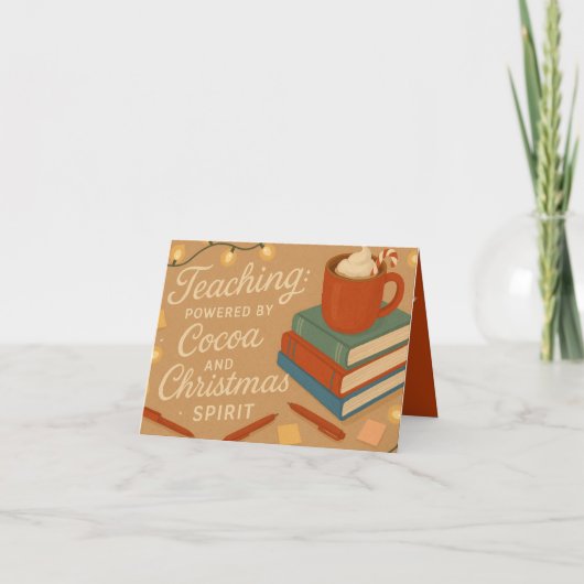 Teaching Powered by Cocoa | Teacher Christmas Card Kaart (Voorkant)