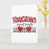 Teaching Sweethearts Candy Heart Teacher Valentine Kaart (Gele Bloem)