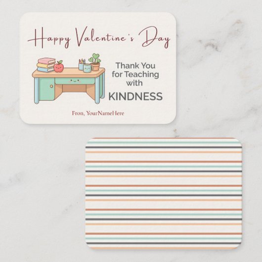 Teaching with Kindness – Teacher Valentine Card Notitiekaartje (Voorkant / Achterkant)