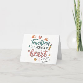 Teaching Work of Heart Teacher Appreciation Thank  Bedankkaart