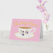 Teacup Bloemen Denken Van Je Echt Folie Wenskaart (Orchidee)