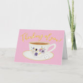 Teacup Bloemen Denken Van Je Echt Folie Wenskaart (Voorkant)