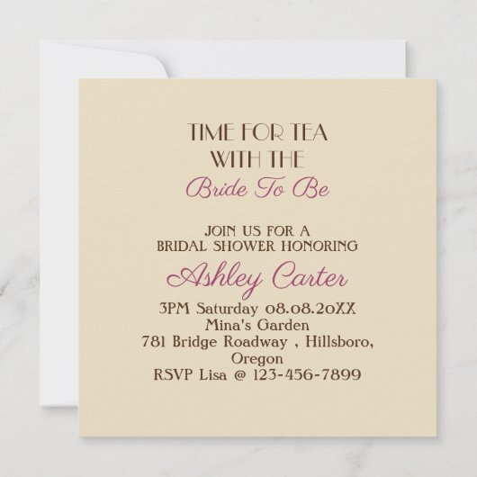  TeaCup Bloemen Vrijgezellenfeest Tea Party Kaart (Achterkant)