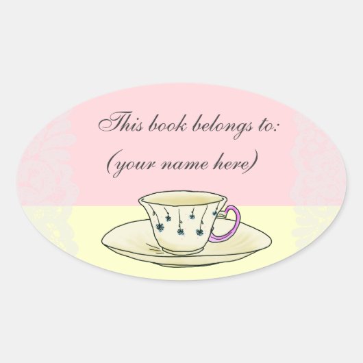 Teacup-boekenplaat, rond ovale sticker (Voorkant)