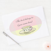 Teacup-boekenplaat, rond ovale sticker (Envelop)