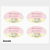 Teacup-boekenplaat, rond ovale sticker (Vel)