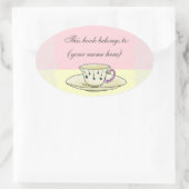 Teacup-boekenplaat, rond ovale sticker (Tas)