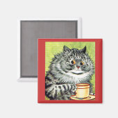 Teacup Cat Magnet van Louis Wain (Voorkant / Achterkant)
