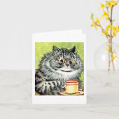 Teacup Cat Note Kaart van Louis Wain (Gele Bloem)