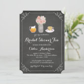 Teacup Chalkboard Vrijgezellenfeest Tea Party Invi Kaart (Staand voorkant)