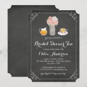 Teacup Chalkboard Vrijgezellenfeest Tea Party Invi Kaart (Voorkant / Achterkant)