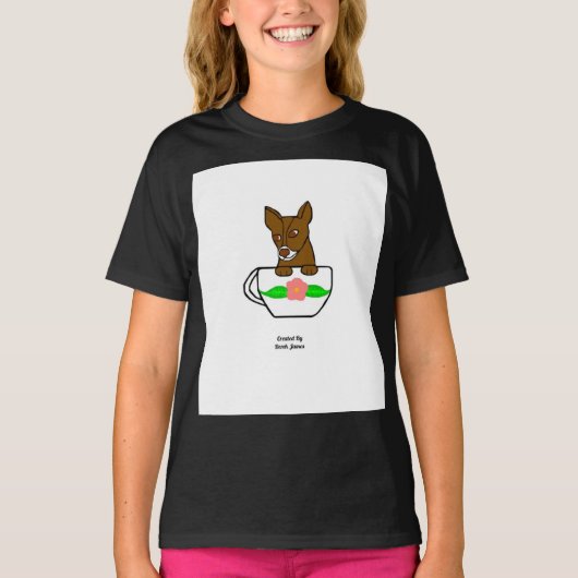 Teacup Chihuahua Girls Black Basic T Shirt (Voorkant)