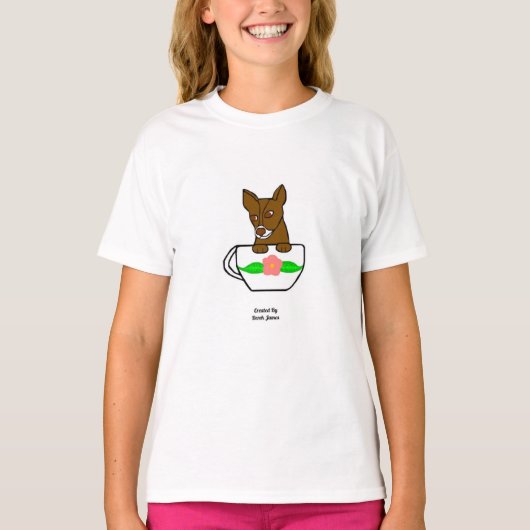 Teacup Chihuahua Girls White Basic T Shirt (Voorkant)