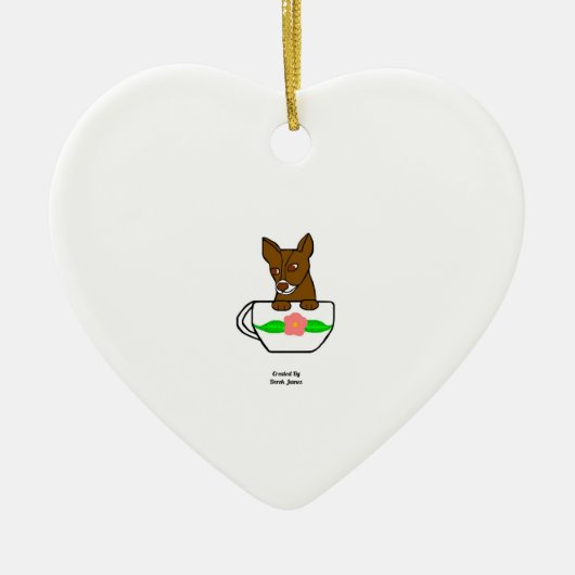 Teacup Chihuahua Heart Ornament (Voorkant)