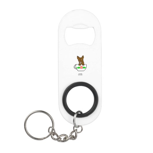 Teacup Chihuahua Mini Bottle Open Sleutelhanger Flessenopener (Voorkant)