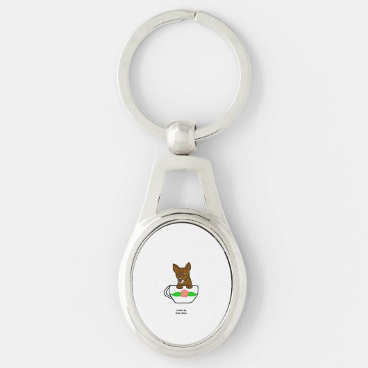 Teacup Chihuahua Oval Sleutelhanger (Voorkant)