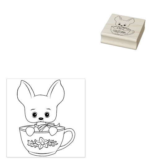 Teacup Chihuahua Puppy Hondenstempel Rubberstempel (Gestempeld)