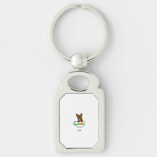 Teacup Chihuahua Rectangle Sleutelhanger (Voorkant)