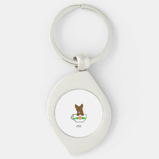 Teacup Chihuahua Swirl Sleutelhanger (Voorkant)