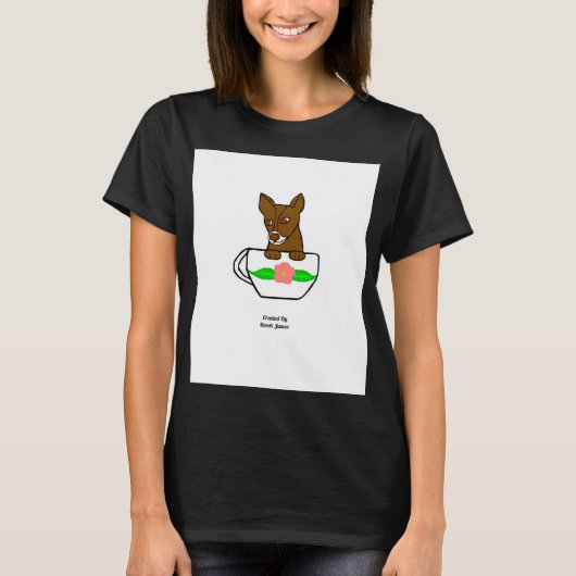 Teacup Chihuahua Women's Black Basic T Shirt (Voorkant)
