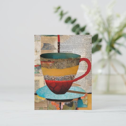 Teacup Collage Briefkaart (Staand voorkant)