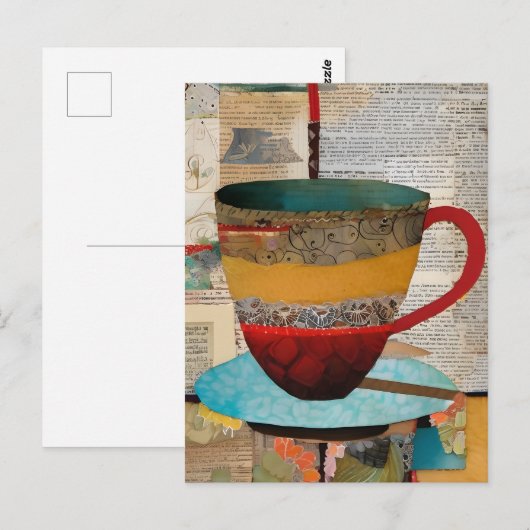 Teacup Collage Briefkaart (Voorkant / Achterkant)