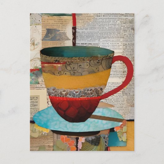 Teacup Collage Briefkaart (Voorkant)