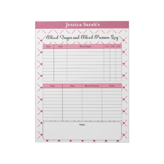 Teacup Cuties_ Bloeddruk en suiker Log Notitieblok (Linkerzijde)