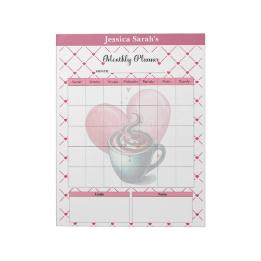 Teacup Cuties _ Maandelijkse Planner Notitieblok (Linkerzijde)