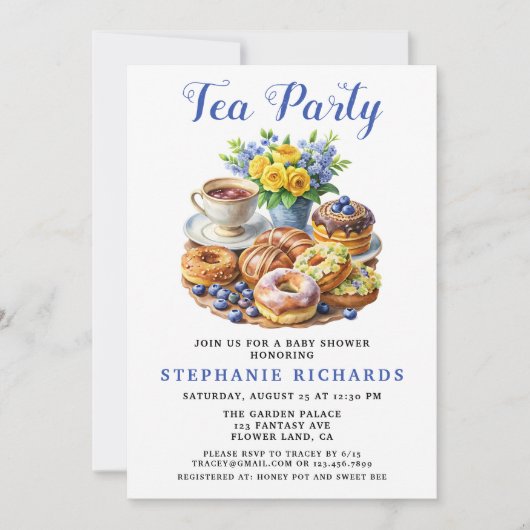 Teacup Donut Floral Tea Party Baby shower Kaart (Voorkant)