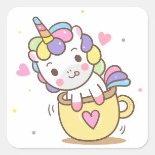 Teacup Eenhoorn Vierkante Sticker