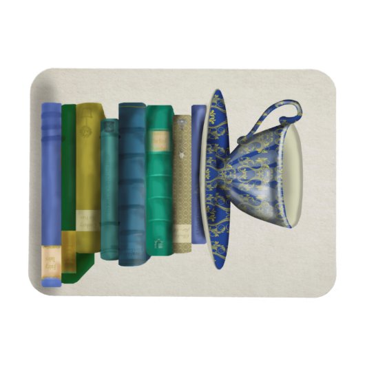 Teacup en Boeken 2 Magneet (Horizontaal)