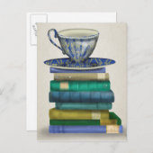 Teacup en Boeken 3 Briefkaart (Voorkant / Achterkant)
