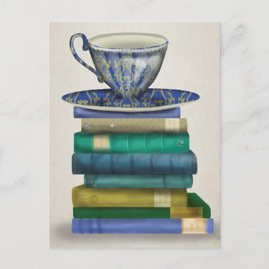 Teacup en Boeken 3 Briefkaart (Voorkant)