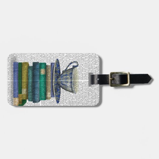 Teacup en Boeken Bagagelabel (Voorkant horizontaal)