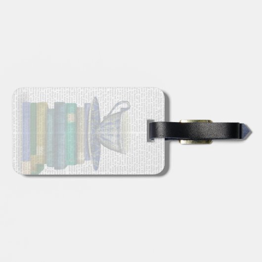 Teacup en Boeken Bagagelabel (Achterkant horizontaal)