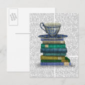 Teacup en Boeken Briefkaart (Voorkant / Achterkant)