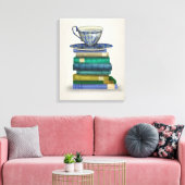 Teacup en Boeken Canvas Afdruk (Insitu (Woonkamer))