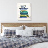 Teacup en Boeken Canvas Afdruk (Insitu (Slaapkamer))